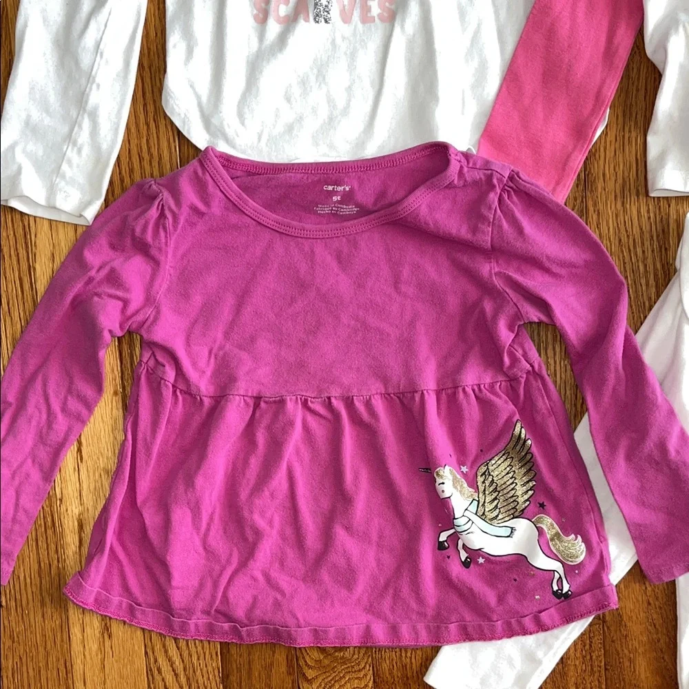 Carter's Long Sleeve Tees - Pink and White - Picture 3 of 9
